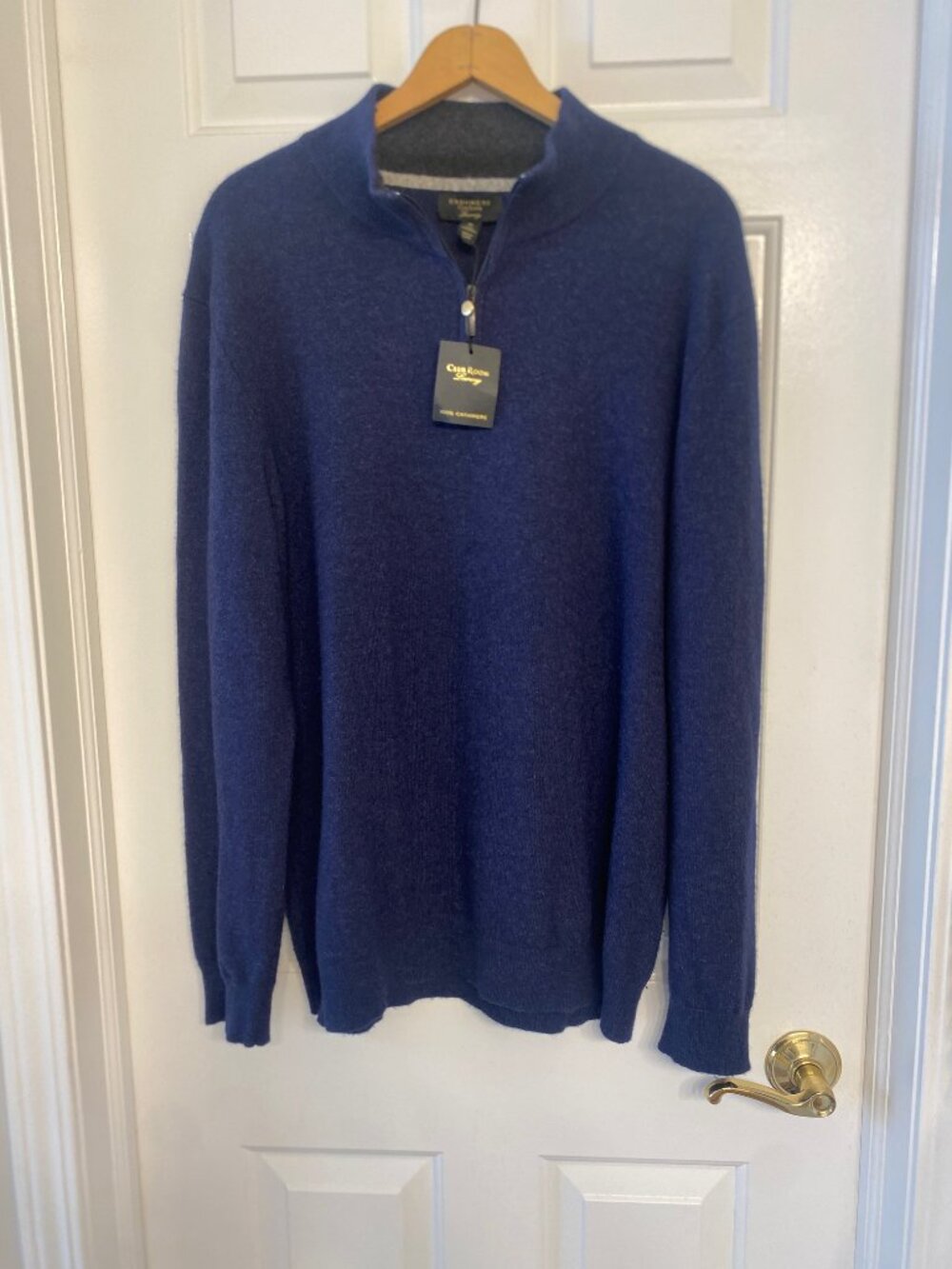 Cashmere Club - Size XL- Men's 1/4 Zip Pullover Sweater Heathered in Navy NWT